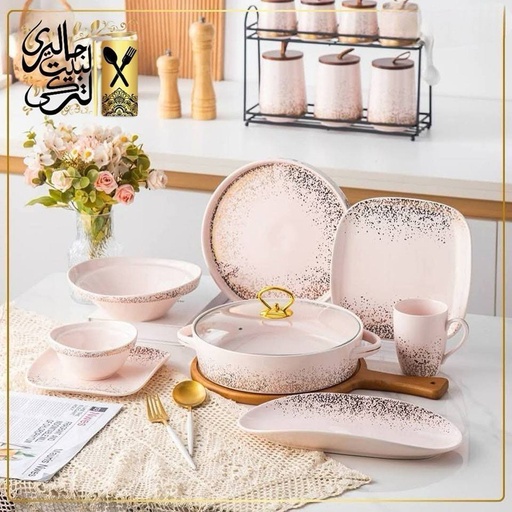 [59001518] طقم عشاء 35 قطعه منقط 