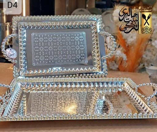 [D4] صواني تقديم 2 قطعه استيل 